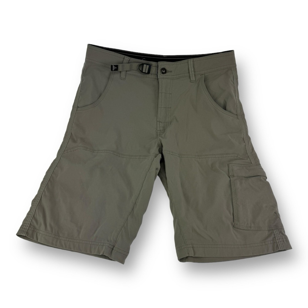 prAna Dusted Brown Belted Nylon Spandex‎ Outdoor Hiking Shorts Mens Size 30x10.5